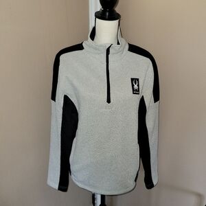 Spyder Men’s Light Gray and Black Half-Zip Pullover